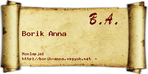 Borik Anna névjegykártya